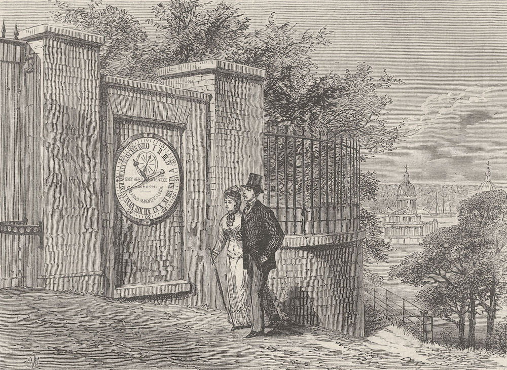 GREENWICH. The magnetic clock, Greenwich Observatory. London c1880 old print